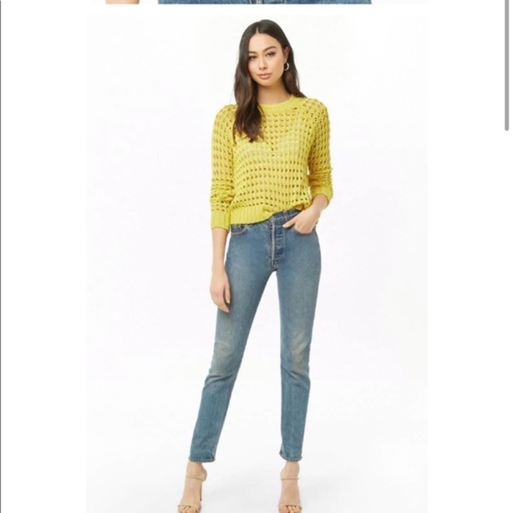 Forever 21 Yellow Open Knit Sweater